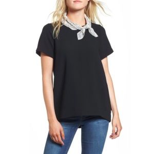 Madewell Black Pleated Short Sleeve Top